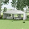 Freestanding Shade Tent 9.5x28 White with Carry Bag Weights for Outdoor Events Gatherings Easy Transport