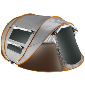 1Pc 5-8 Person Tent Automatic Setup Camping Tent Waterproof Instant Setup Tent With 4 Mosquito Net Windows Carrying Bag For Hiking Climbing Adven (Option: Khaki)