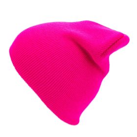 D- Street Acrylic Beanie Hat (Color: Pink)