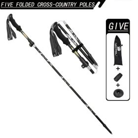 "Professional Adjustable Hiking Sticks - 5-Section Compact Design, Secure Flip-Lock - Men/Women Outdoor Gear" (Color: Black)